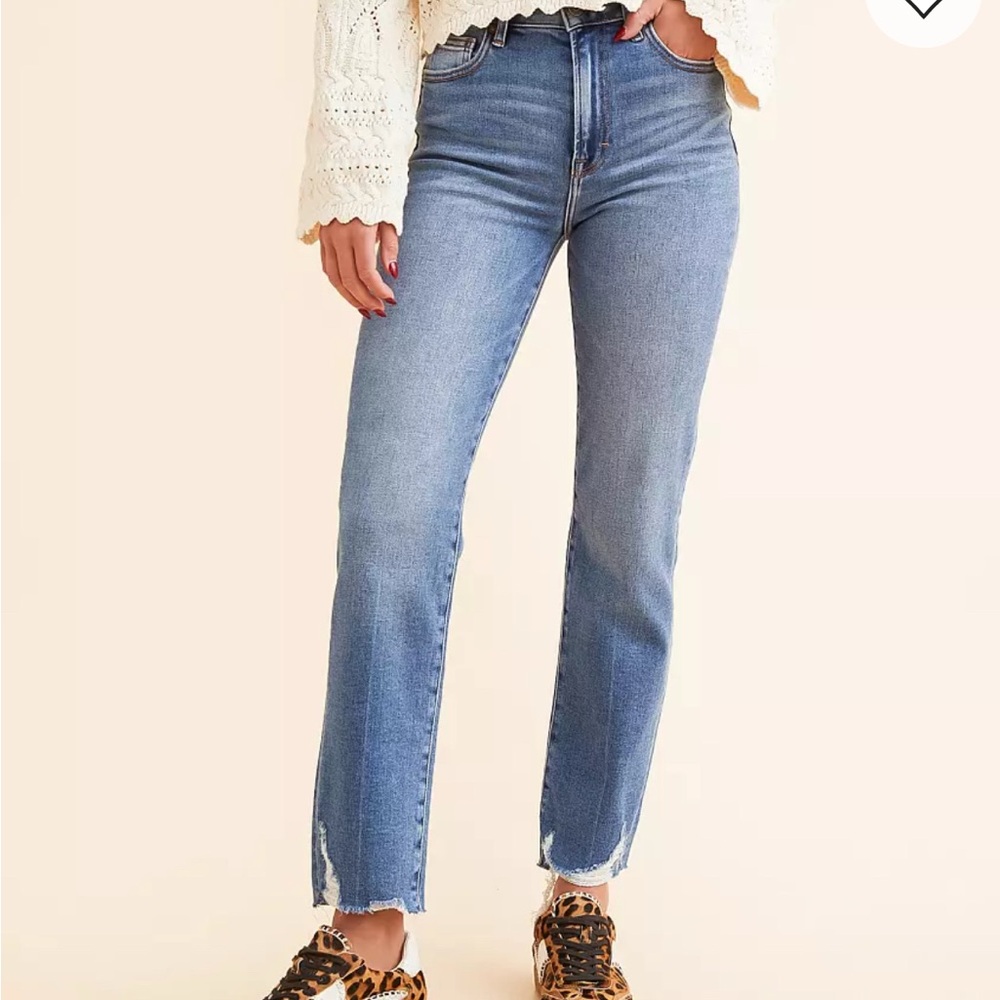 Hidden Tracy Cropped Straight Jean Distressed Blue Jeans